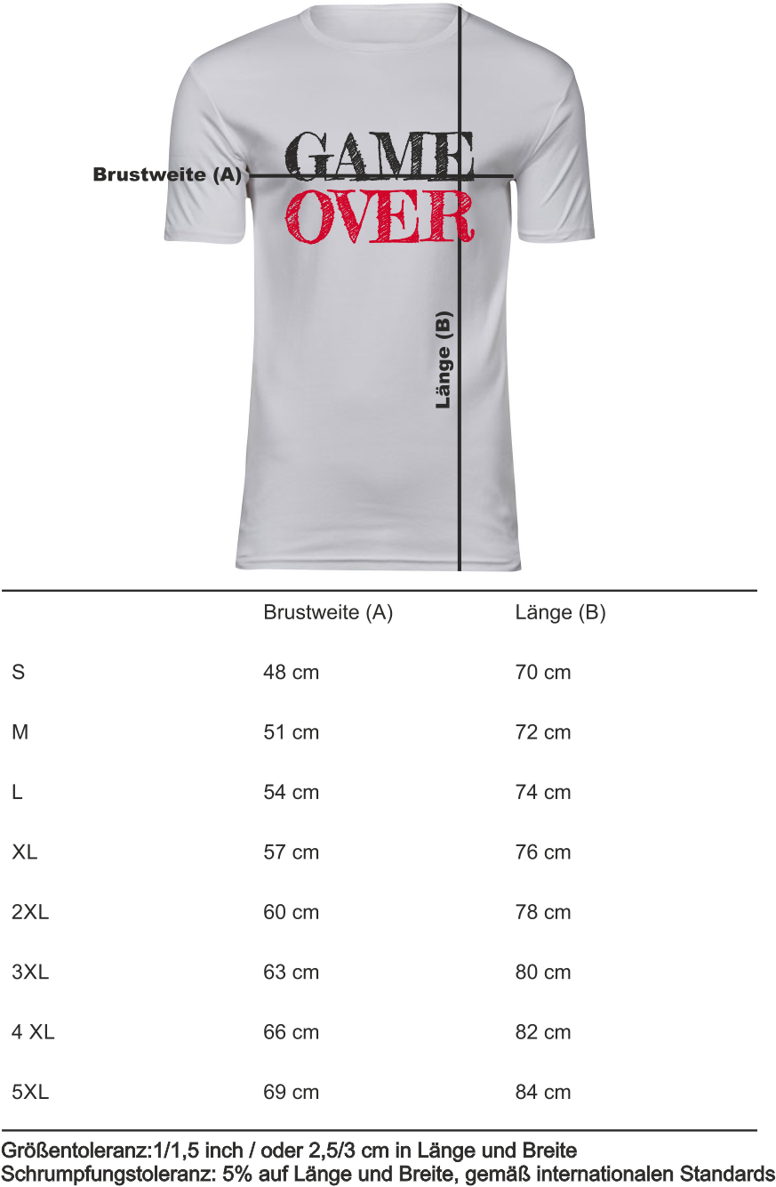 T-Shirt UNISEX  „GAME OVER" weiß mit schwarz/roten Aufdruck