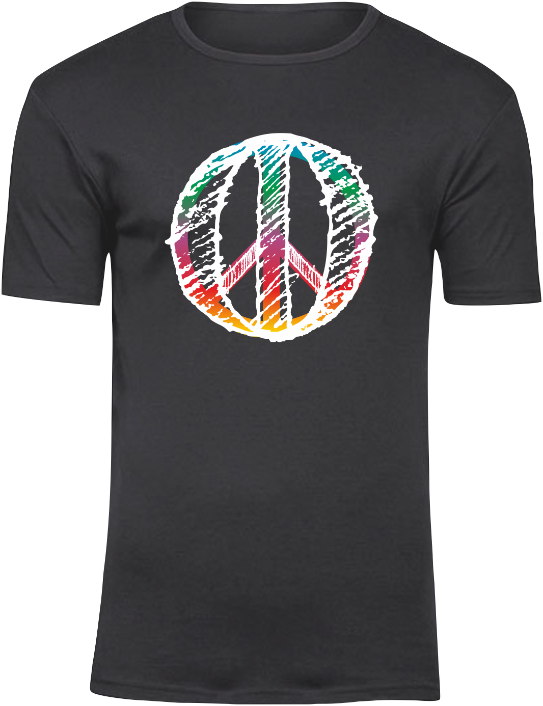 T-Shirt UNISEX „Peace"schwarz, mit bunten Aufdruck im RS Design
