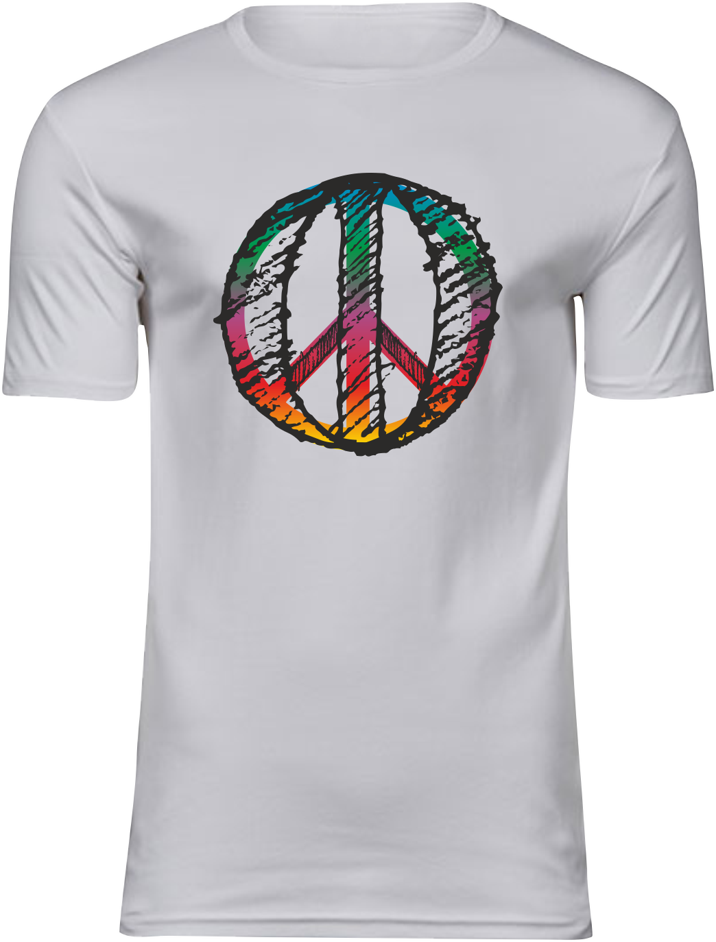 T-Shirt UNISEX „Peace" weiss, mit bunten Aufdruck im RS Design