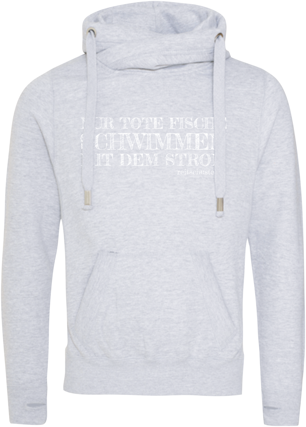 Hoodie „NUR TOTE FISCHE..." (W) hellgrau
