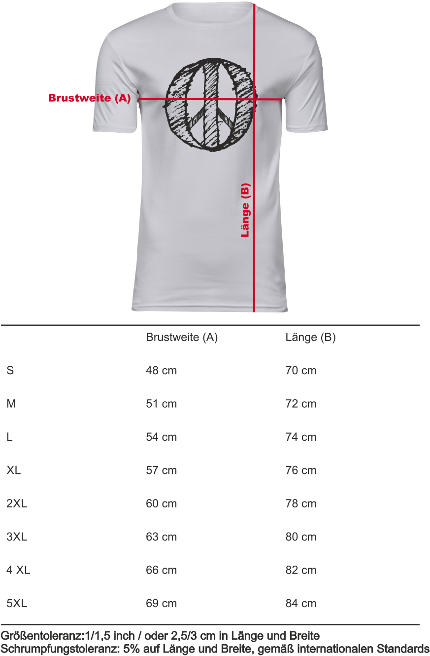 T-Shirt UNISEX „Peace" weiss, mit schwarzen Aufdruck im RS Design