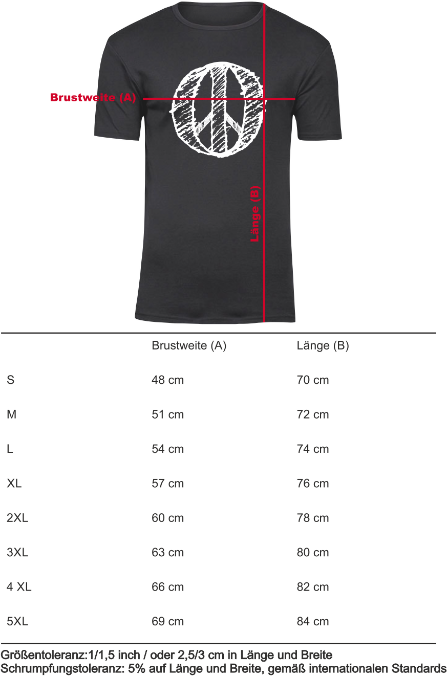 T-Shirt UNISEX „Peace" schwarz, mit weißen Aufdruck im RS Design