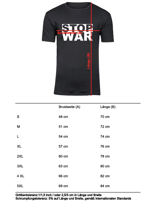 T-Shirt UNISEX, schwarz, Design 1 „STOP WAR"