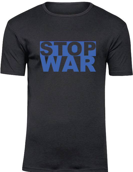 T-Shirt UNISEX, schwarz, Design 1 „STOP WAR"
