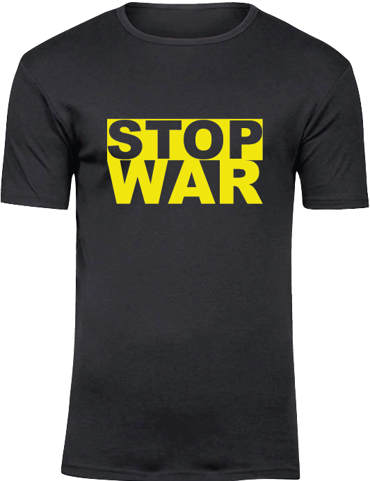 T-Shirt UNISEX, schwarz, Design 1 „STOP WAR"