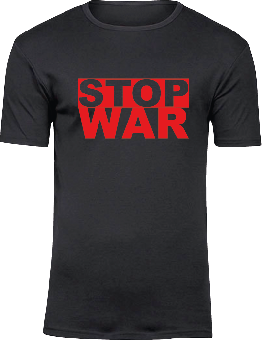 T-Shirt UNISEX, schwarz, Design 1 „STOP WAR"