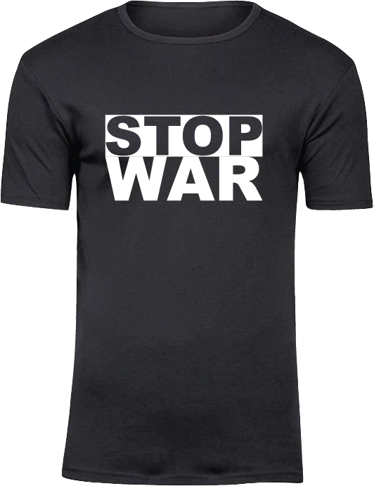 T-Shirt UNISEX, schwarz, Design 1 „STOP WAR"
