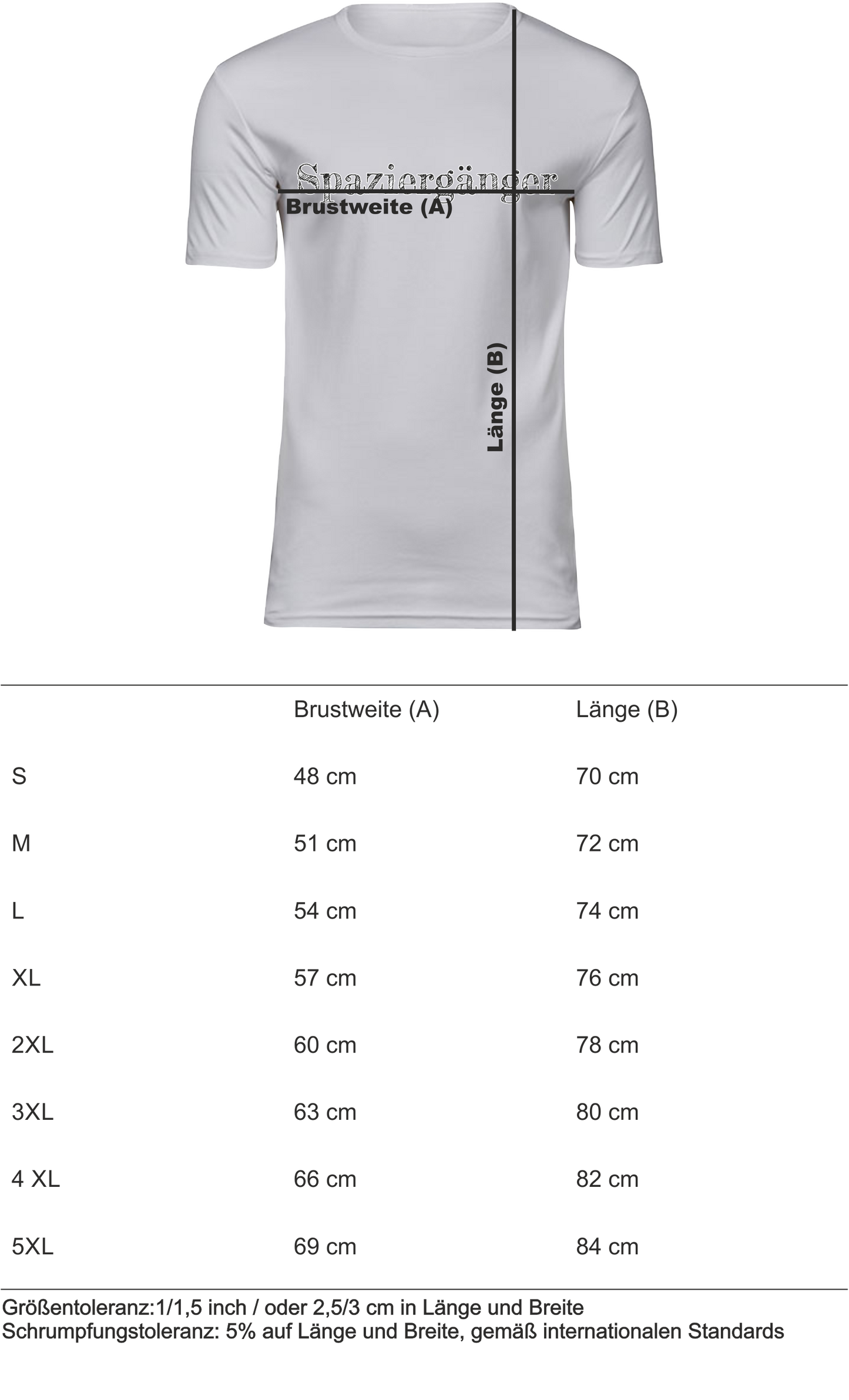 T-Shirt UNISEX „SPAZIERGÄNGER" weiss mit schwarz/weissen Aufdruck