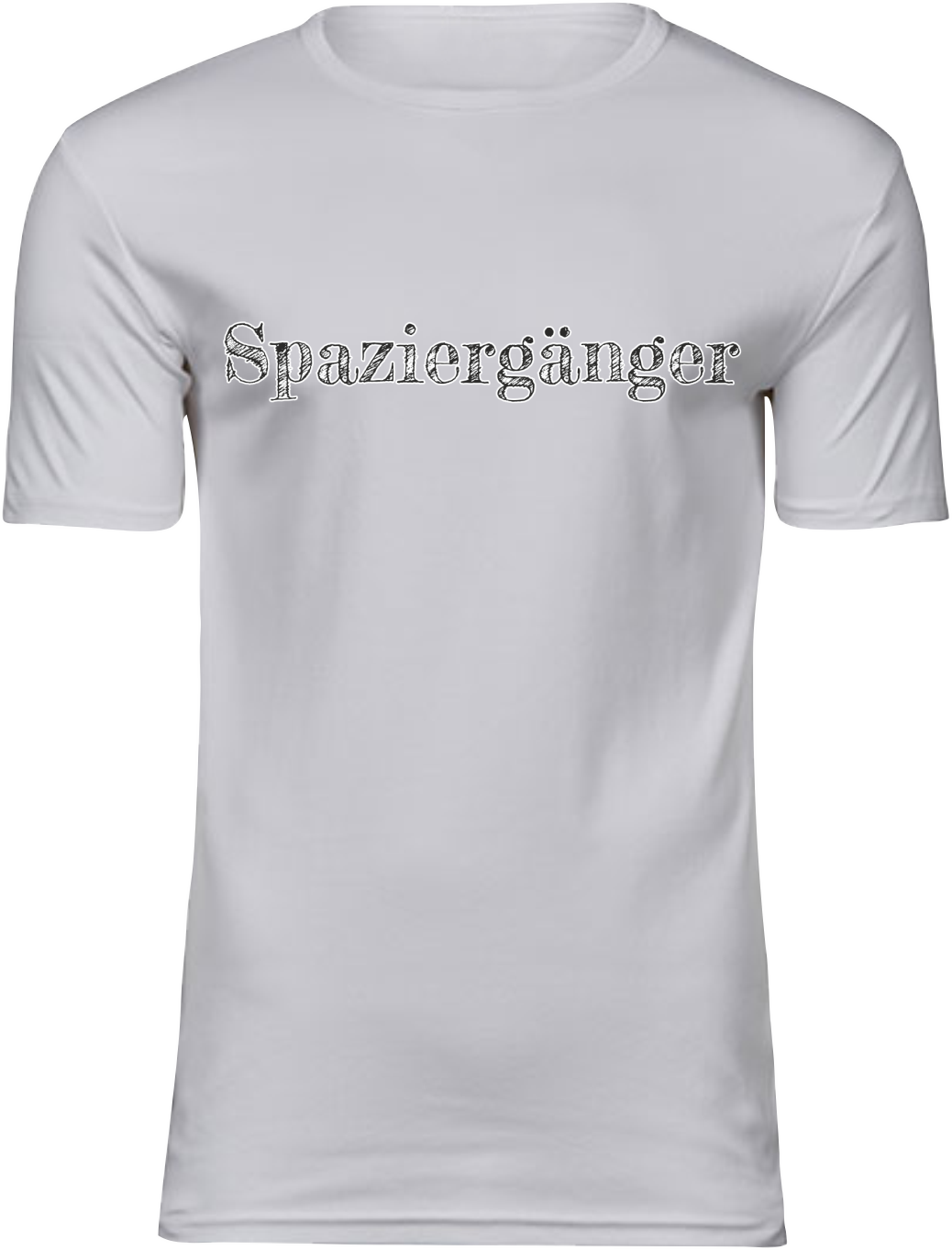 T-Shirt UNISEX „SPAZIERGÄNGER" weiss mit schwarz/weissen Aufdruck