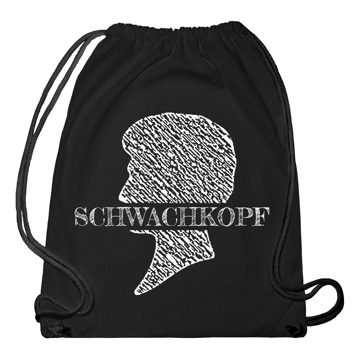 Gym Bag "Schwachkopf", schwarz/ weiss