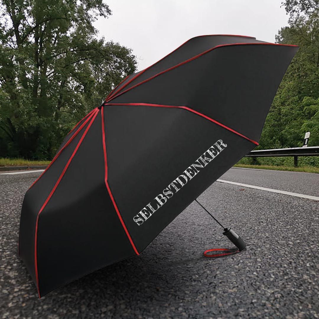 Regenschirm "SELBSTDENKER" schwarz/rot & schwarz/grau