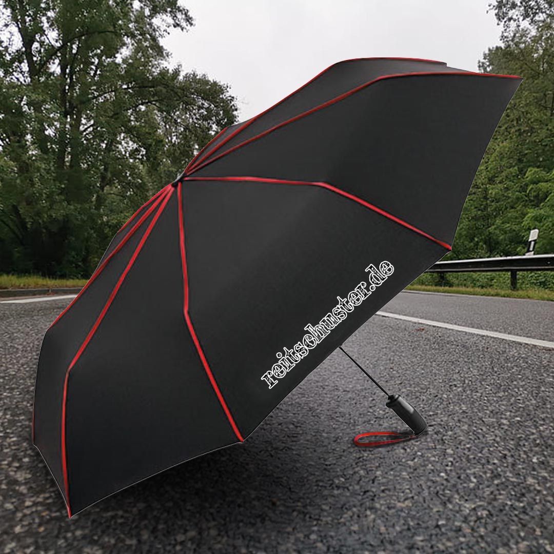 Regenschirm "reitschuster.de" schwarz/rot & schwarz/grau