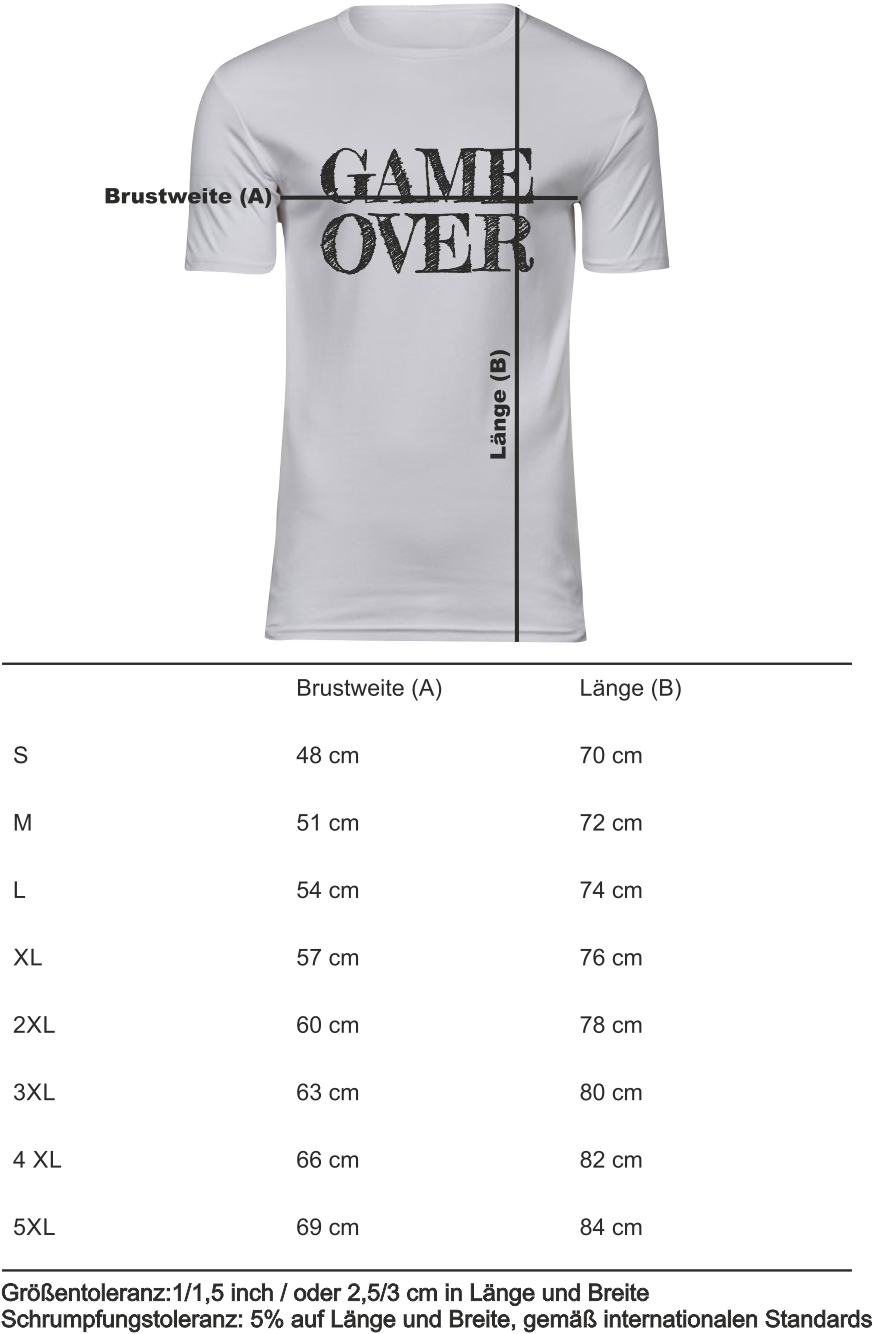 T-Shirt UNISEX  „GAME OVER" weiß mit schwarzem Aufdruck