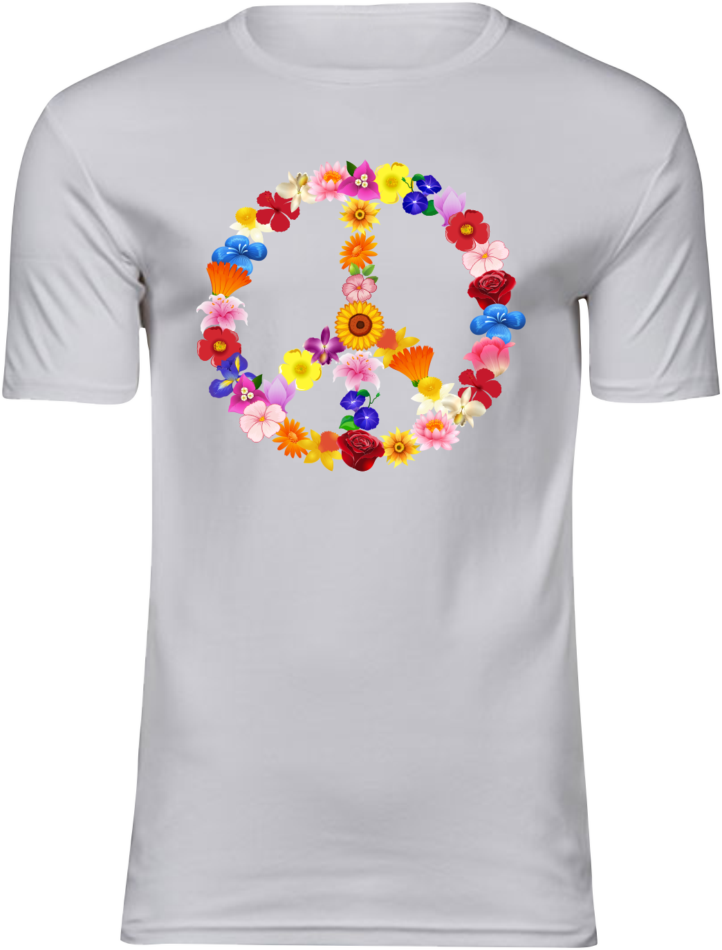T-Shirt UNISEX  „Peace" Blume weiss mit bunten Aufdruck