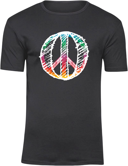 T-Shirt UNISEX  „Peace"schwarz, mit bunten Aufdruck im RS Design