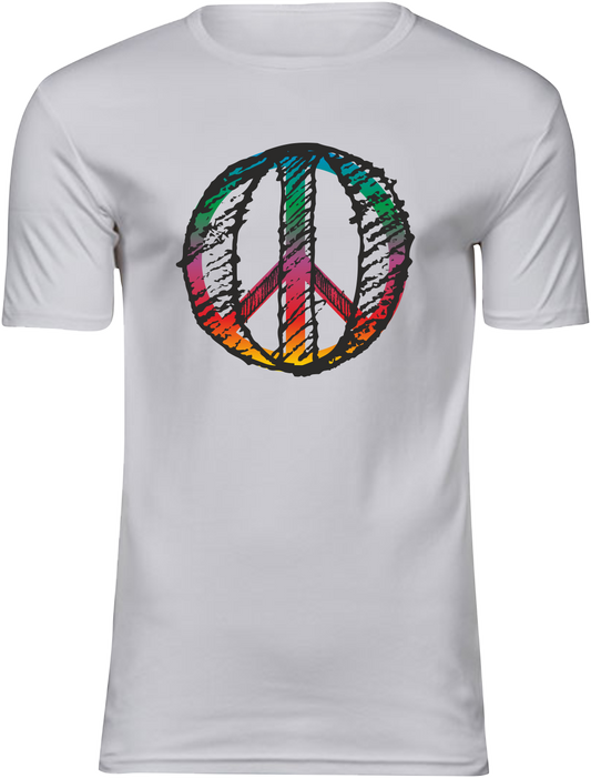 T-Shirt UNISEX  „Peace" weiss, mit bunten Aufdruck im RS Design