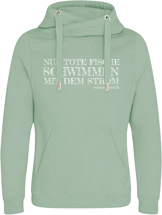 Hoodie „NUR TOTE FISCHE..." (W)  DustyGreen