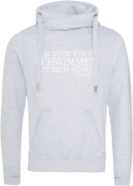 Hoodie „NUR TOTE FISCHE..." (W) hellgrau
