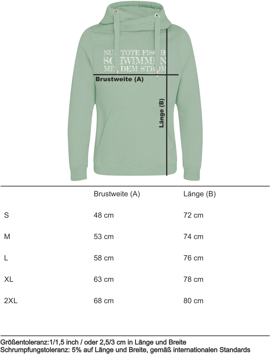 Hoodie „NUR TOTE FISCHE..." (W)  DustyGreen