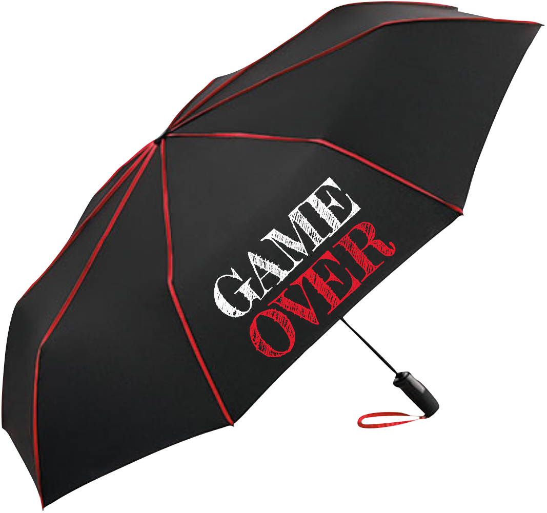 Regenschirm "GAME OVER" schwarz/rot & schwarz/grau