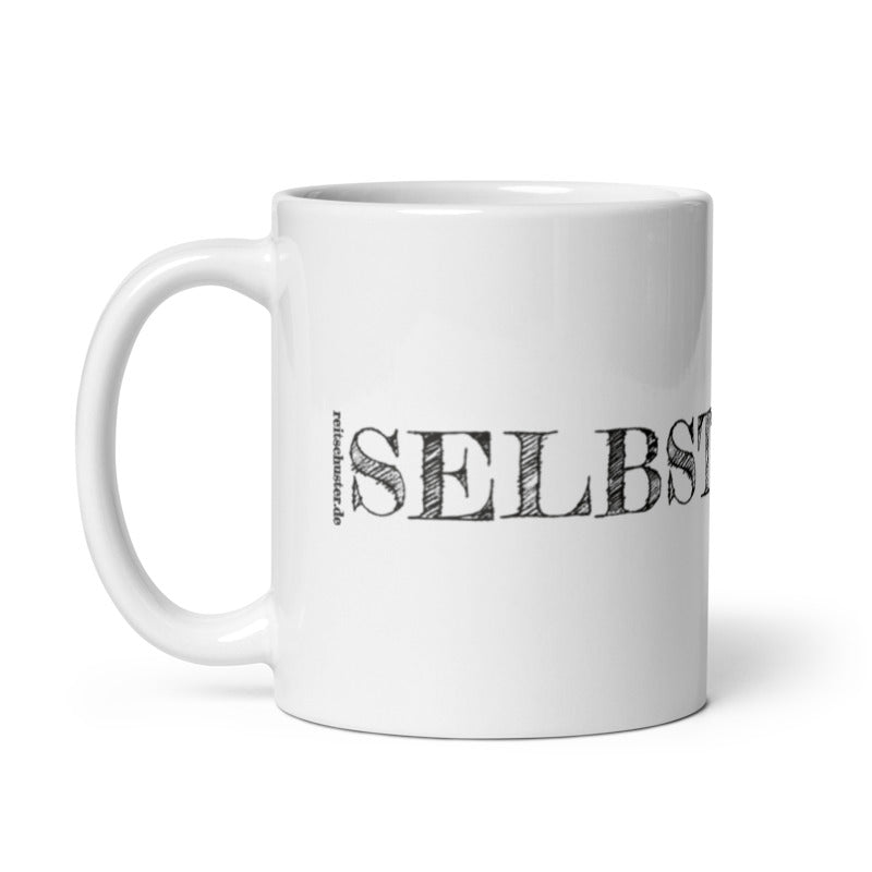 Tasse bedruckt mit Schriftzug "Selbstdenker" und Reitschuster.de