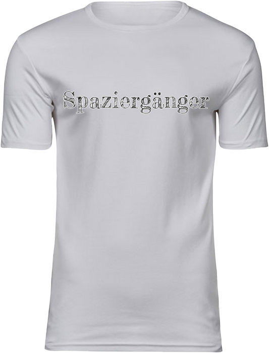 T-Shirt UNISEX  „SPAZIERGÄNGER" weiss mit schwarz/weissen Aufdruck