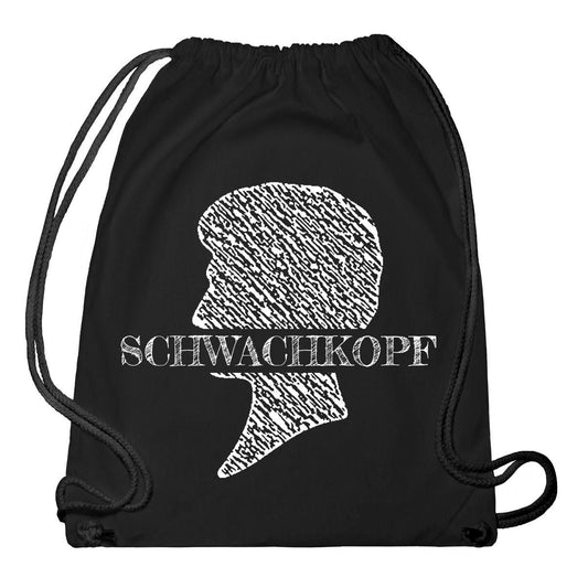 Gym Bag "Schwachkopf", schwarz/ weiss