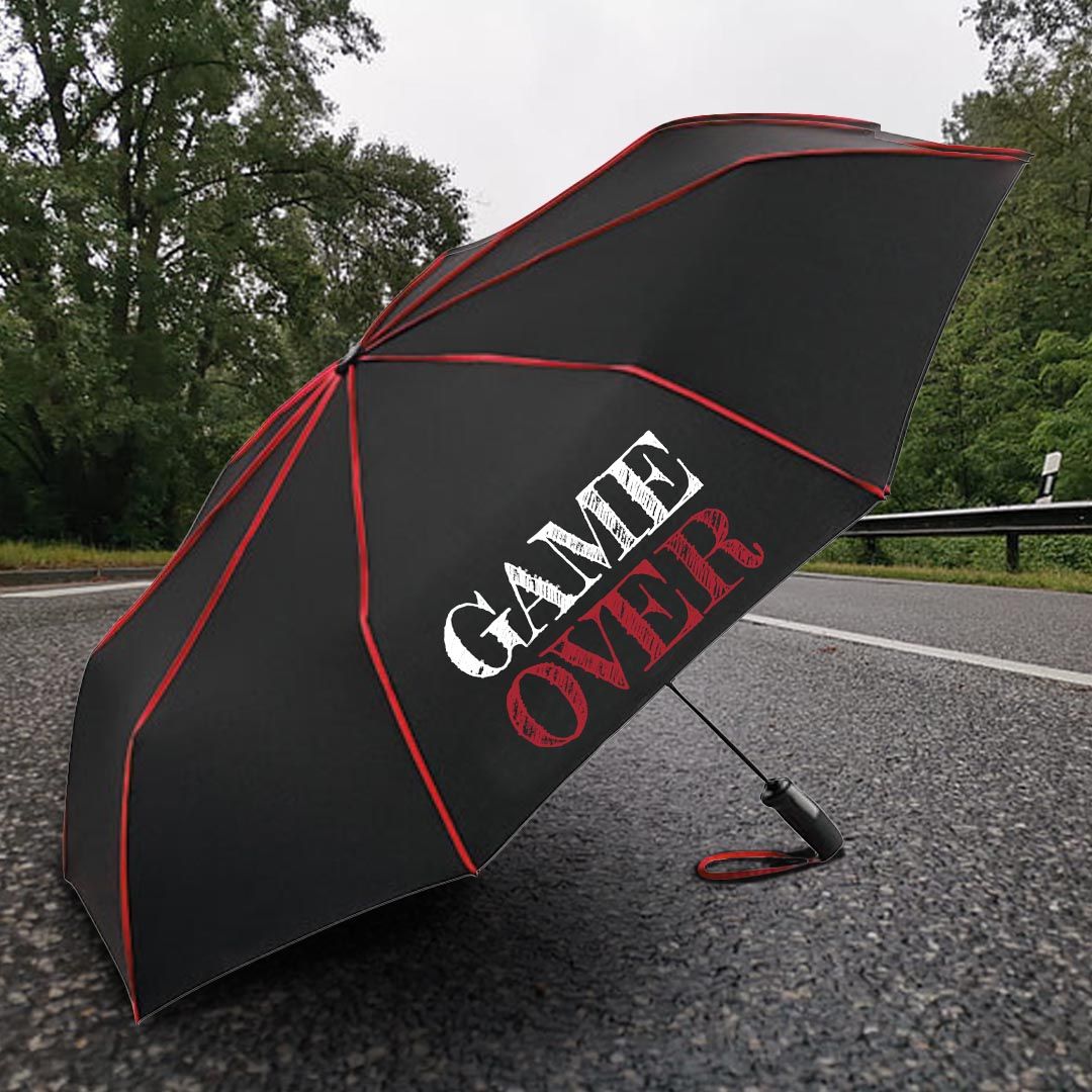 Regenschirm "GAME OVER" schwarz/rot & schwarz/grau