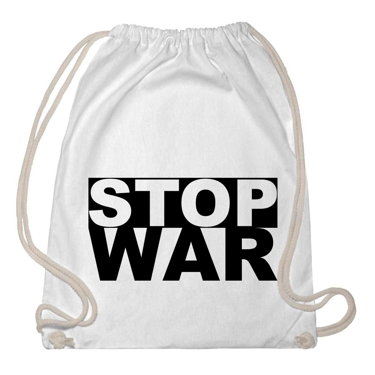 Gym Bag "STOP WAR", schwarz/weiss