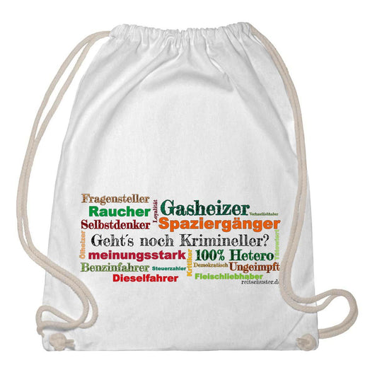 FUN-Gym Bag "Gehts noch Krimineller", weiss