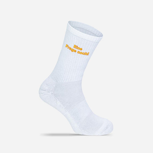 Socken, weiss, "Eine Frage noch!"